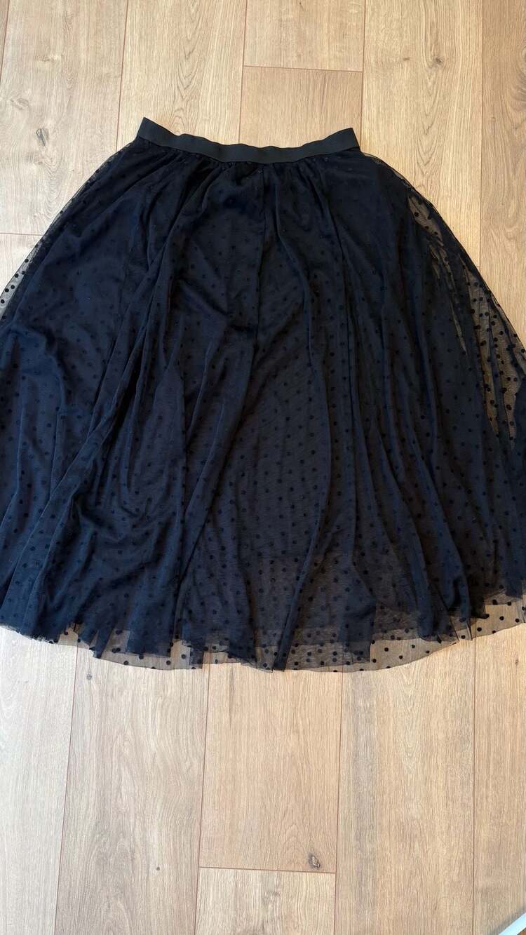 Her Destiny Mesh Skirt Size L Black Polka Dot Tulle Maxi